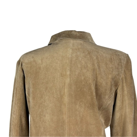 MARGARET GODFREY STYLE 8776 RUFFLE FRONT SUEDE LEATHER SNAP SHIRT JACKET SHACKET - Picture 10 of 16